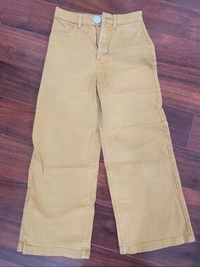 Whimsy + Row Women’s Wide Leg Cropped Mustard Yellow Jean Pants Size 25